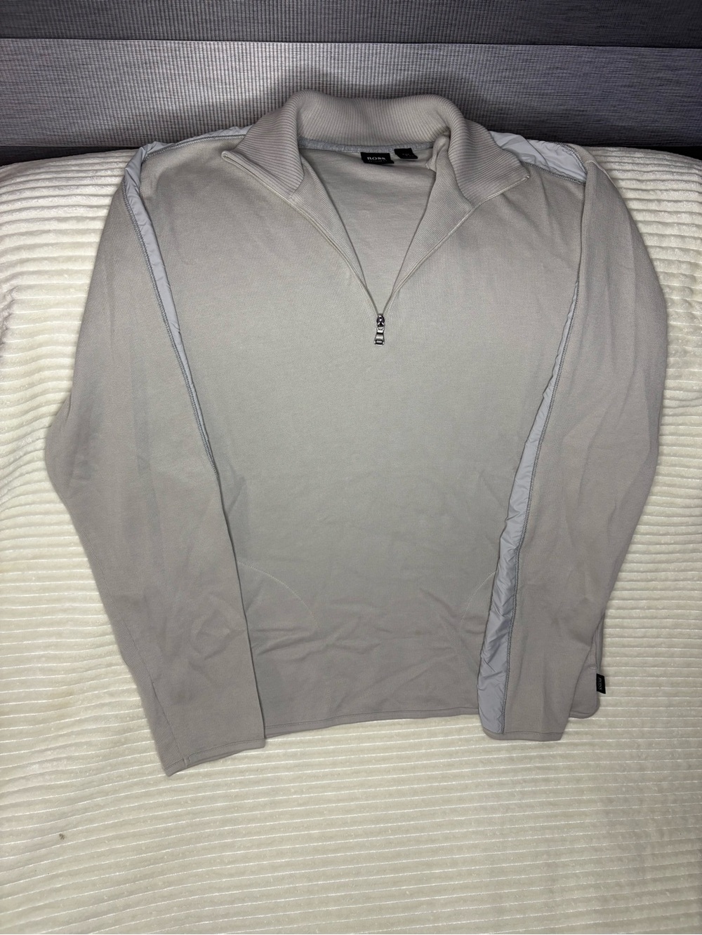BOSS Hugo Boss Mens 1/4 Zip Pullover Sweater XXL Grey Tech Panel Regular Fit